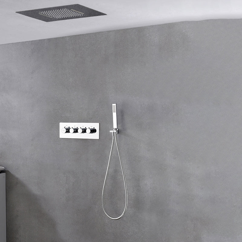 Ceiling Mounted Square Metal Shower Faucet Massage Shower System Silver Three Function Thermostatic Model 2 Clearhalo 'Bathroom Remodel & Bathroom Fixtures' 'Home Improvement' 'home_improvement' 'home_improvement_shower_faucets' 'Shower Faucets & Systems' 'shower_faucets' 'Showers & Bathtubs Plumbing' 'Showers & Bathtubs' 6246185