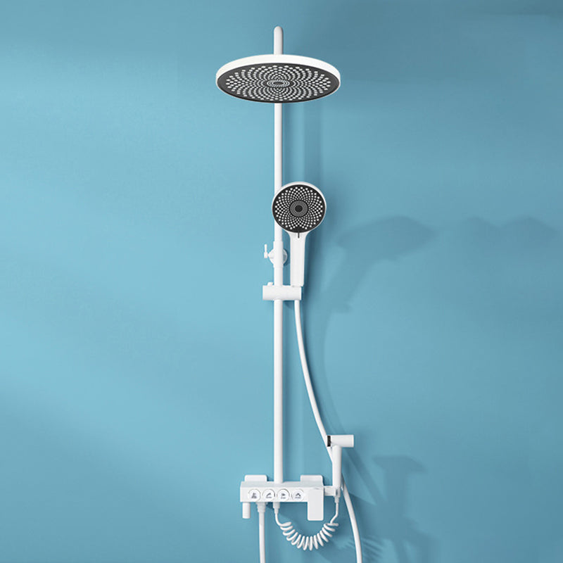 Wall Mounted Shower Arm Shower Faucet in White Metal Shower System Adjustable Water Flow Round Temperature Control Digital Display Not Included Clearhalo 'Bathroom Remodel & Bathroom Fixtures' 'Home Improvement' 'home_improvement' 'home_improvement_shower_faucets' 'Shower Faucets & Systems' 'shower_faucets' 'Showers & Bathtubs Plumbing' 'Showers & Bathtubs' 6246229