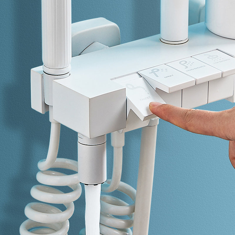 Wall Mounted Shower Arm Shower Faucet in White Metal Shower System Adjustable Water Flow Clearhalo 'Bathroom Remodel & Bathroom Fixtures' 'Home Improvement' 'home_improvement' 'home_improvement_shower_faucets' 'Shower Faucets & Systems' 'shower_faucets' 'Showers & Bathtubs Plumbing' 'Showers & Bathtubs' 6246242