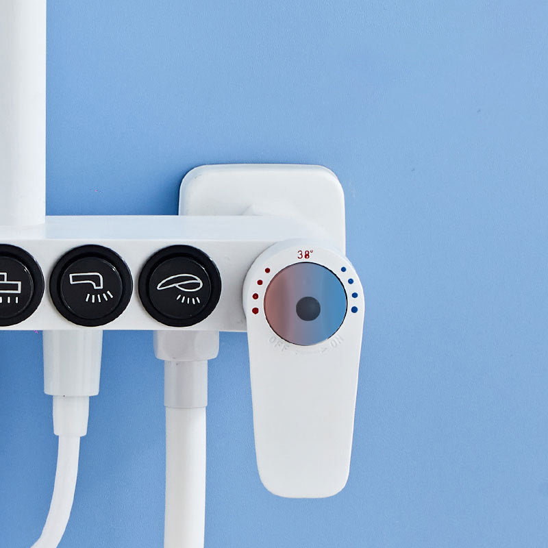 White Round Metal Shower Faucet Valve Included Shower Head Shower on Wall Clearhalo 'Bathroom Remodel & Bathroom Fixtures' 'Home Improvement' 'home_improvement' 'home_improvement_shower_faucets' 'Shower Faucets & Systems' 'shower_faucets' 'Showers & Bathtubs Plumbing' 'Showers & Bathtubs' 6246267