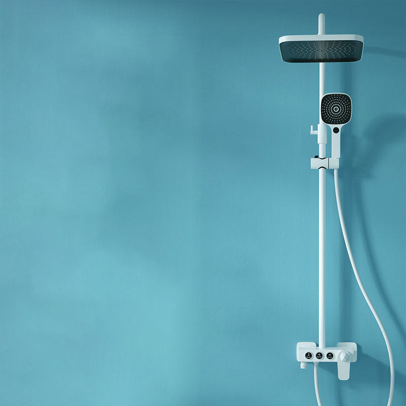 White Round Metal Shower Faucet Valve Included Shower Head Shower on Wall 3 Thermostatic Digital Display Not Included Clearhalo 'Bathroom Remodel & Bathroom Fixtures' 'Home Improvement' 'home_improvement' 'home_improvement_shower_faucets' 'Shower Faucets & Systems' 'shower_faucets' 'Showers & Bathtubs Plumbing' 'Showers & Bathtubs' 6246268