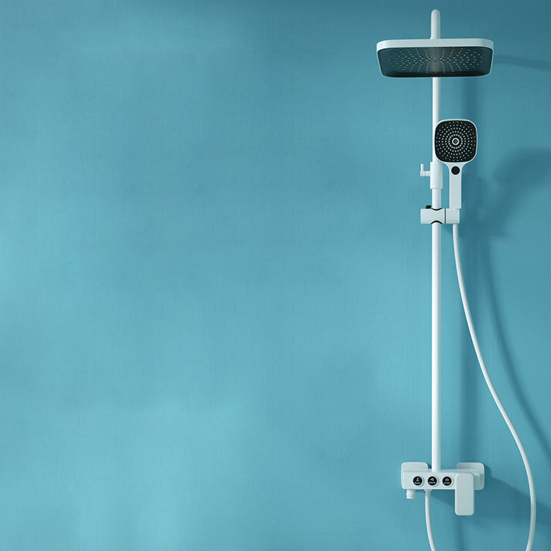 White Round Metal Shower Faucet Valve Included Shower Head Shower on Wall 3 Temperature Control Digital Display Not Included Clearhalo 'Bathroom Remodel & Bathroom Fixtures' 'Home Improvement' 'home_improvement' 'home_improvement_shower_faucets' 'Shower Faucets & Systems' 'shower_faucets' 'Showers & Bathtubs Plumbing' 'Showers & Bathtubs' 6246273