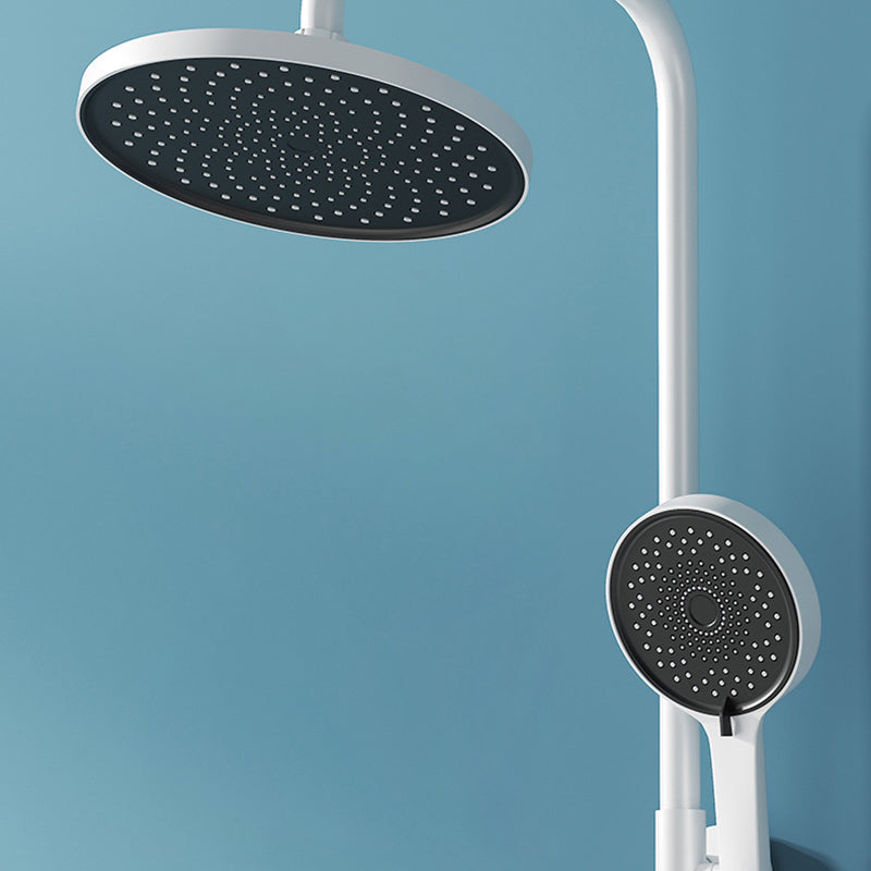 White Round Metal Shower Faucet Valve Included Shower Head Shower on Wall Clearhalo 'Bathroom Remodel & Bathroom Fixtures' 'Home Improvement' 'home_improvement' 'home_improvement_shower_faucets' 'Shower Faucets & Systems' 'shower_faucets' 'Showers & Bathtubs Plumbing' 'Showers & Bathtubs' 6246282