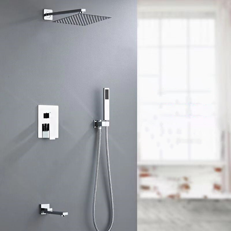Square Adjustable Water Flow Faucet Shower Arm Shower System with Handheld Shower Head Silver Wall Mount 3 Clearhalo 'Bathroom Remodel & Bathroom Fixtures' 'Home Improvement' 'home_improvement' 'home_improvement_shower_faucets' 'Shower Faucets & Systems' 'shower_faucets' 'Showers & Bathtubs Plumbing' 'Showers & Bathtubs' 6246300