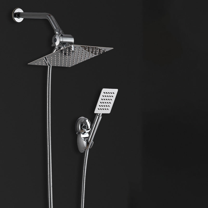 Square Metal Dual Shower Heads Modern Shower with Shower Hose Clearhalo 'Bathroom Remodel & Bathroom Fixtures' 'Home Improvement' 'home_improvement' 'home_improvement_shower_heads' 'Shower Heads' 'shower_heads' 'Showers & Bathtubs Plumbing' 'Showers & Bathtubs' 6246818