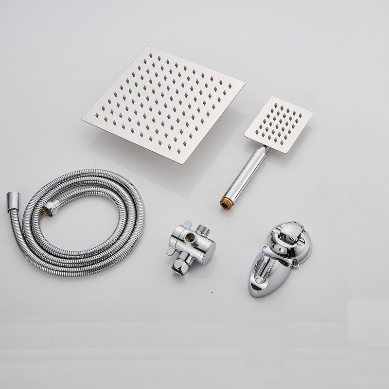 Square Metal Dual Shower Heads Modern Shower with Shower Hose Silver Clearhalo 'Bathroom Remodel & Bathroom Fixtures' 'Home Improvement' 'home_improvement' 'home_improvement_shower_heads' 'Shower Heads' 'shower_heads' 'Showers & Bathtubs Plumbing' 'Showers & Bathtubs' 6246819