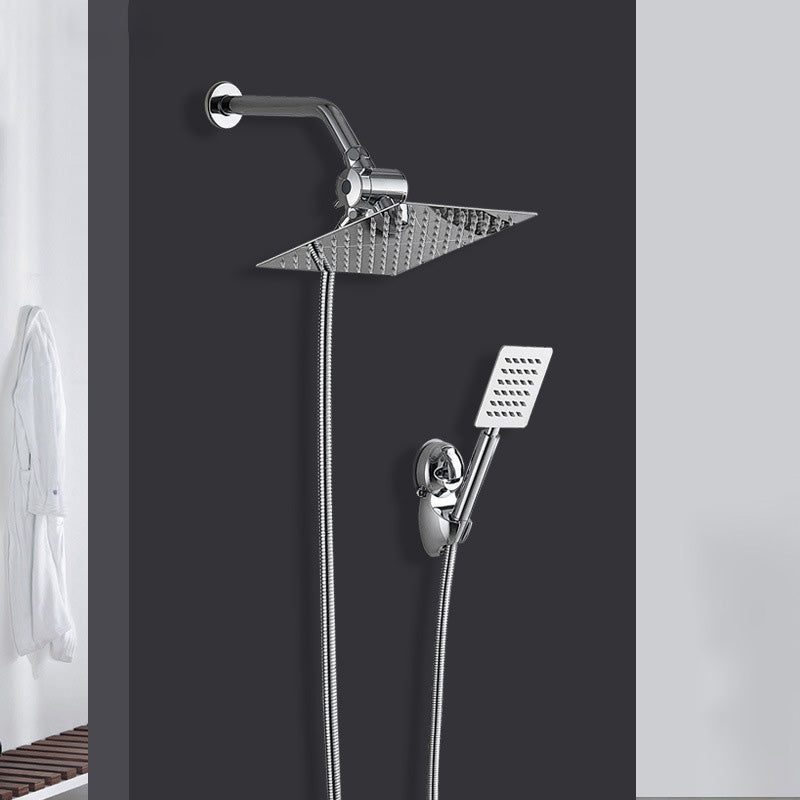 Square Metal Dual Shower Heads Modern Shower with Shower Hose Clearhalo 'Bathroom Remodel & Bathroom Fixtures' 'Home Improvement' 'home_improvement' 'home_improvement_shower_heads' 'Shower Heads' 'shower_heads' 'Showers & Bathtubs Plumbing' 'Showers & Bathtubs' 6246820