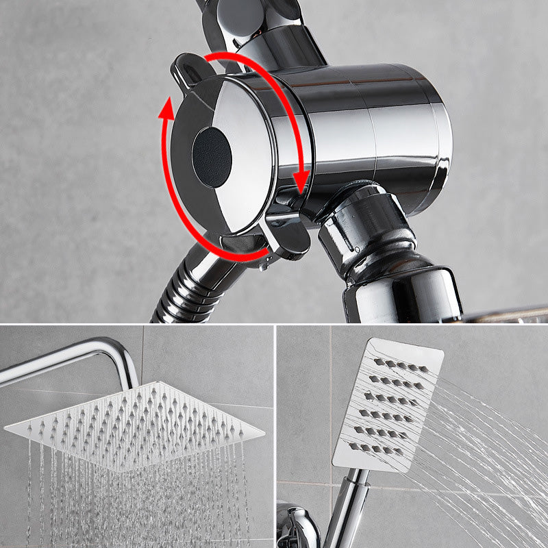 Square Metal Dual Shower Heads Modern Shower with Shower Hose Clearhalo 'Bathroom Remodel & Bathroom Fixtures' 'Home Improvement' 'home_improvement' 'home_improvement_shower_heads' 'Shower Heads' 'shower_heads' 'Showers & Bathtubs Plumbing' 'Showers & Bathtubs' 6246822