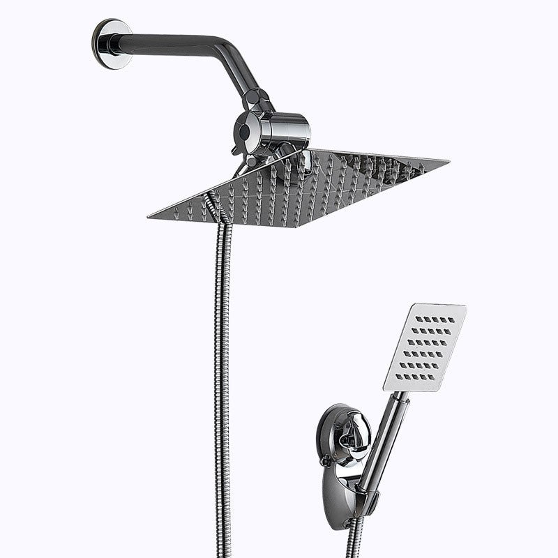 Square Metal Dual Shower Heads Modern Shower with Shower Hose Clearhalo 'Bathroom Remodel & Bathroom Fixtures' 'Home Improvement' 'home_improvement' 'home_improvement_shower_heads' 'Shower Heads' 'shower_heads' 'Showers & Bathtubs Plumbing' 'Showers & Bathtubs' 6246823