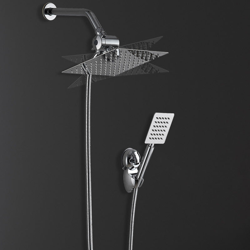 Square Metal Dual Shower Heads Modern Shower with Shower Hose Clearhalo 'Bathroom Remodel & Bathroom Fixtures' 'Home Improvement' 'home_improvement' 'home_improvement_shower_heads' 'Shower Heads' 'shower_heads' 'Showers & Bathtubs Plumbing' 'Showers & Bathtubs' 6246827