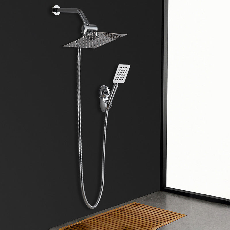 Square Metal Dual Shower Heads Modern Shower with Shower Hose Clearhalo 'Bathroom Remodel & Bathroom Fixtures' 'Home Improvement' 'home_improvement' 'home_improvement_shower_heads' 'Shower Heads' 'shower_heads' 'Showers & Bathtubs Plumbing' 'Showers & Bathtubs' 6246833