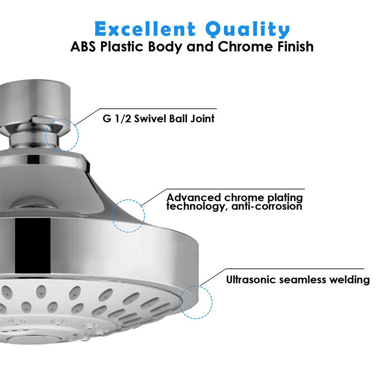 Wall Mounted Metal Shower Head Modern Round Fixed Shower Head Clearhalo 'Bathroom Remodel & Bathroom Fixtures' 'Home Improvement' 'home_improvement' 'home_improvement_shower_heads' 'Shower Heads' 'shower_heads' 'Showers & Bathtubs Plumbing' 'Showers & Bathtubs' 6246872