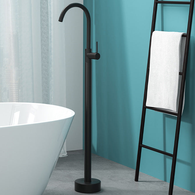 Modern Freestanding Bathtub Faucet Copper Floor Mount Freestanding Bathtub Faucet Black Round Hand Shower Not Included Clearhalo 'Bathroom Remodel & Bathroom Fixtures' 'Bathtub Faucets' 'bathtub_faucets' 'Home Improvement' 'home_improvement' 'home_improvement_bathtub_faucets' 6248479