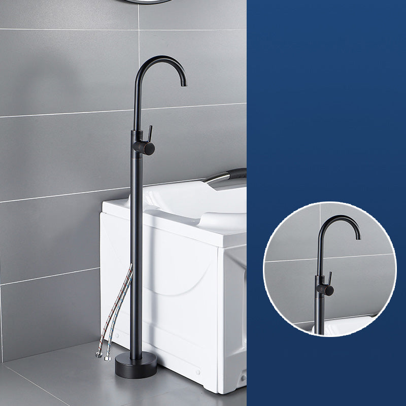 Modern Freestanding Bathtub Faucet Brass One Handle Freestanding Bathtub Faucet Black Hand Shower Not Included Wall Clearhalo 'Bathroom Remodel & Bathroom Fixtures' 'Bathtub Faucets' 'bathtub_faucets' 'Home Improvement' 'home_improvement' 'home_improvement_bathtub_faucets' 6248516