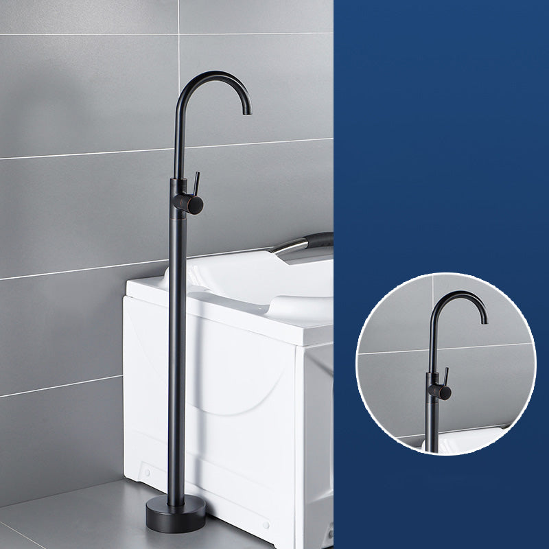Modern Freestanding Bathtub Faucet Brass One Handle Freestanding Bathtub Faucet Black Hand Shower Not Included Ground Clearhalo 'Bathroom Remodel & Bathroom Fixtures' 'Bathtub Faucets' 'bathtub_faucets' 'Home Improvement' 'home_improvement' 'home_improvement_bathtub_faucets' 6248517