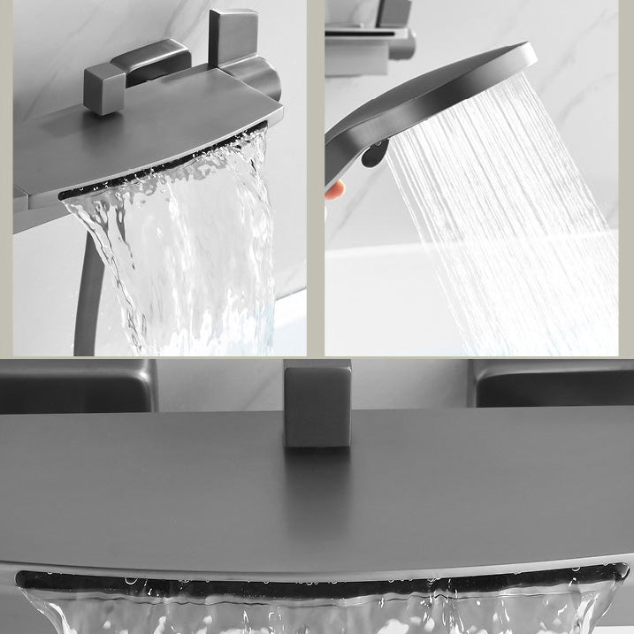 Modern Bathroom Faucet Two Handle Copper Wall Mounted Bathroom Faucet Clearhalo 'Bathroom Remodel & Bathroom Fixtures' 'Bathtub Faucets' 'bathtub_faucets' 'Home Improvement' 'home_improvement' 'home_improvement_bathtub_faucets' 6248561