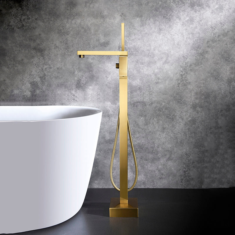 Modern Freestanding Tub Faucet Copper One Handle Floor Mounted Freestanding Bathtub Faucet Gold Waterfall Faucet Not Included Clearhalo 'Bathroom Remodel & Bathroom Fixtures' 'Bathtub Faucets' 'bathtub_faucets' 'Home Improvement' 'home_improvement' 'home_improvement_bathtub_faucets' 6248576