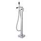 Modern Freestanding Tub Faucet Copper One Handle Floor Mounted Freestanding Bathtub Faucet Silver Waterfall Faucet Included Clearhalo 'Bathroom Remodel & Bathroom Fixtures' 'Bathtub Faucets' 'bathtub_faucets' 'Home Improvement' 'home_improvement' 'home_improvement_bathtub_faucets' 6248579