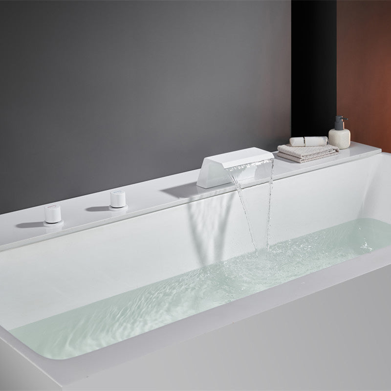 Modern Roman Bathtub Faucet Two Handle Copper Roman Tub Faucet Set White Clearhalo 'Bathroom Remodel & Bathroom Fixtures' 'Bathtub Faucets' 'bathtub_faucets' 'Home Improvement' 'home_improvement' 'home_improvement_bathtub_faucets' 6248615