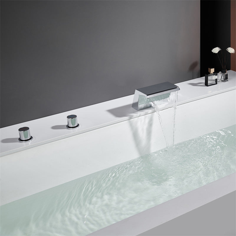 Modern Roman Bathtub Faucet Two Handle Copper Roman Tub Faucet Set Chrome Clearhalo 'Bathroom Remodel & Bathroom Fixtures' 'Bathtub Faucets' 'bathtub_faucets' 'Home Improvement' 'home_improvement' 'home_improvement_bathtub_faucets' 6248616