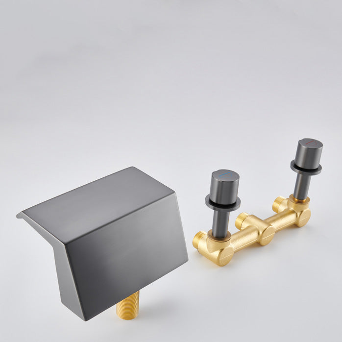 Modern Roman Bathtub Faucet Two Handle Copper Roman Tub Faucet Set Clearhalo 'Bathroom Remodel & Bathroom Fixtures' 'Bathtub Faucets' 'bathtub_faucets' 'Home Improvement' 'home_improvement' 'home_improvement_bathtub_faucets' 6248624