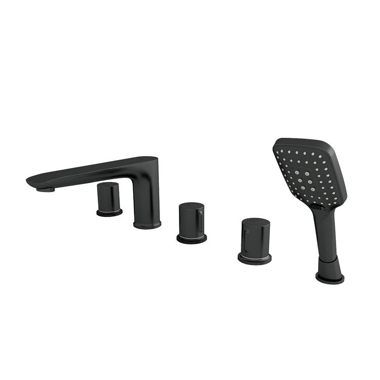 Modern Bathroom Faucet Black and White Copper Deck Mounted Tub Faucet Black Clearhalo 'Bathroom Remodel & Bathroom Fixtures' 'Bathtub Faucets' 'bathtub_faucets' 'Home Improvement' 'home_improvement' 'home_improvement_bathtub_faucets' 6248642