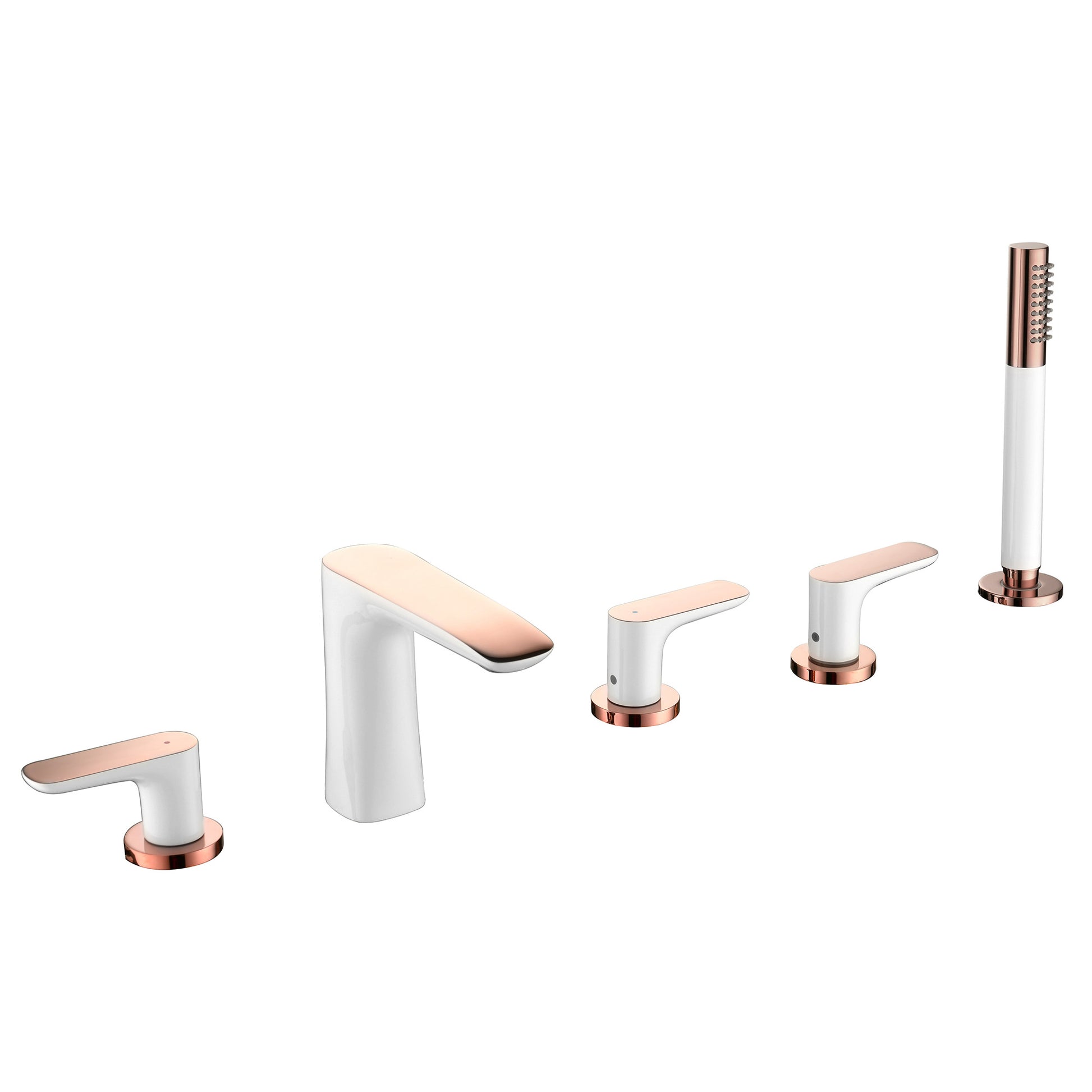 Modern Bathroom Faucet Black and White Copper Deck Mounted Tub Faucet Clearhalo 'Bathroom Remodel & Bathroom Fixtures' 'Bathtub Faucets' 'bathtub_faucets' 'Home Improvement' 'home_improvement' 'home_improvement_bathtub_faucets' 6248646