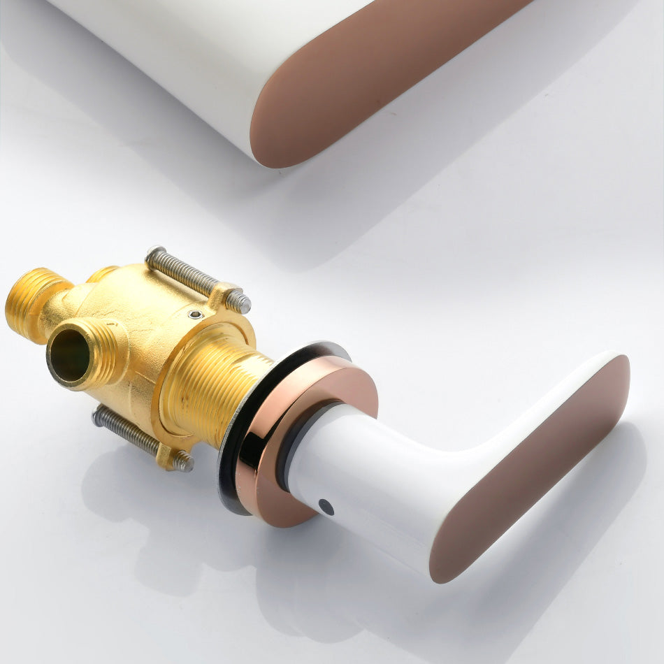 Modern Bathroom Faucet Black and White Copper Deck Mounted Tub Faucet Clearhalo 'Bathroom Remodel & Bathroom Fixtures' 'Bathtub Faucets' 'bathtub_faucets' 'Home Improvement' 'home_improvement' 'home_improvement_bathtub_faucets' 6248648