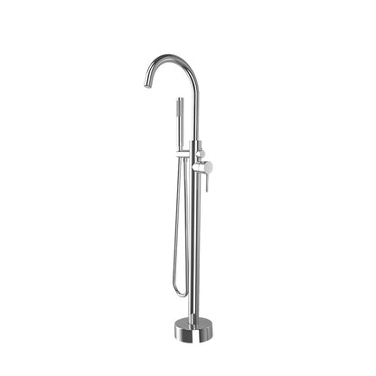 Modern Freestanding Bathtub Faucet One Handle Copper Freestanding Tub Filler Trim Chrome Clearhalo 'Bathroom Remodel & Bathroom Fixtures' 'Bathtub Faucets' 'bathtub_faucets' 'Home Improvement' 'home_improvement' 'home_improvement_bathtub_faucets' 6248659