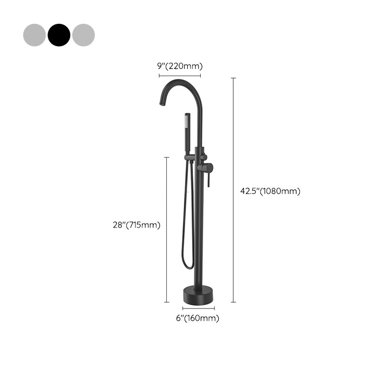 Modern Freestanding Bathtub Faucet One Handle Copper Freestanding Tub Filler Trim Clearhalo 'Bathroom Remodel & Bathroom Fixtures' 'Bathtub Faucets' 'bathtub_faucets' 'Home Improvement' 'home_improvement' 'home_improvement_bathtub_faucets' 6248674