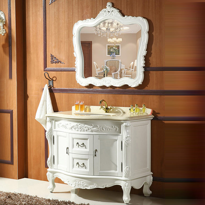 Traditional Bathroom Sink Vanity Wood Cabinet and 2 Drawers Mirror Included Vanity Set Clearhalo 'Bathroom Remodel & Bathroom Fixtures' 'Bathroom Vanities' 'bathroom_vanities' 'Home Improvement' 'home_improvement' 'home_improvement_bathroom_vanities' 6249179