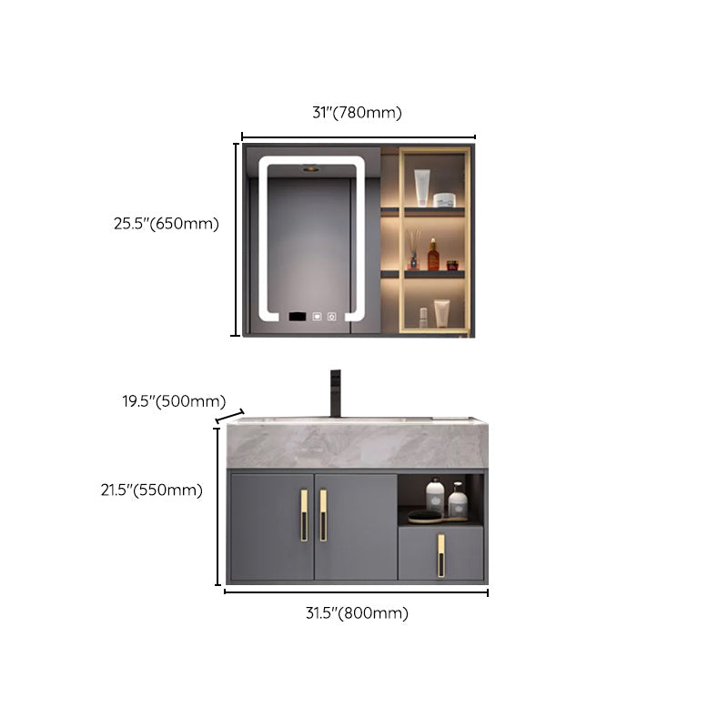 Glam Bathroom Sink Vanity Carrara Marble with Mirror and Standalone Cabinet Vanity Set Clearhalo 'Bathroom Remodel & Bathroom Fixtures' 'Bathroom Vanities' 'bathroom_vanities' 'Home Improvement' 'home_improvement' 'home_improvement_bathroom_vanities' 6249209