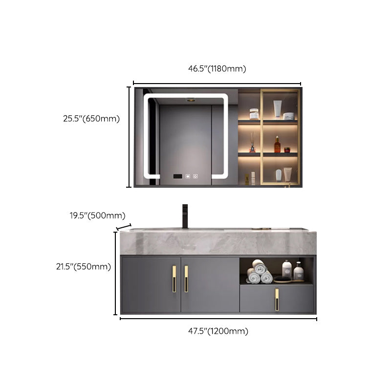 Glam Bathroom Sink Vanity Carrara Marble with Mirror and Standalone Cabinet Vanity Set Clearhalo 'Bathroom Remodel & Bathroom Fixtures' 'Bathroom Vanities' 'bathroom_vanities' 'Home Improvement' 'home_improvement' 'home_improvement_bathroom_vanities' 6249213