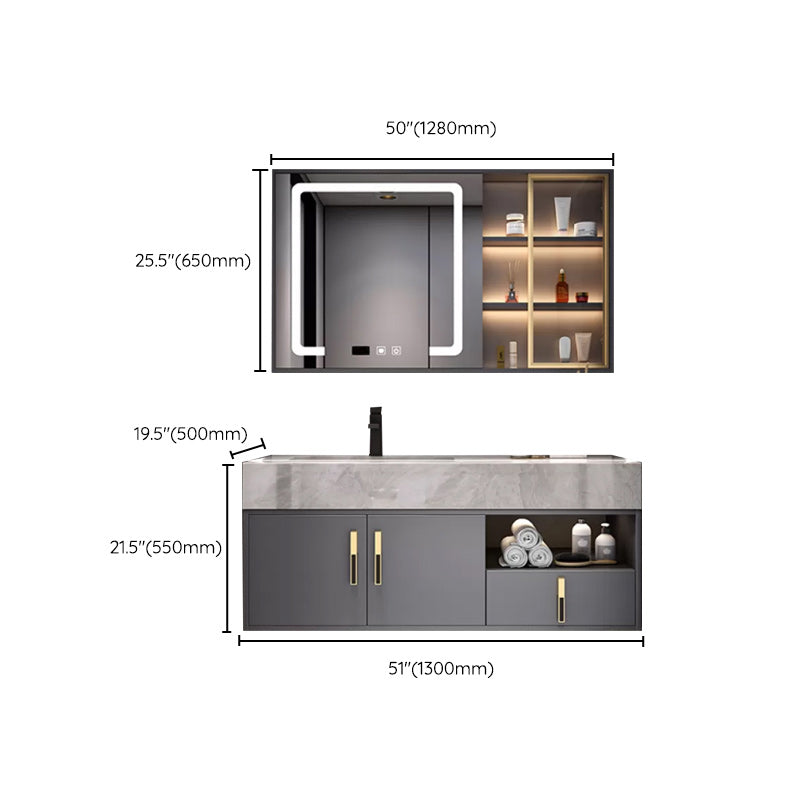 Glam Bathroom Sink Vanity Carrara Marble with Mirror and Standalone Cabinet Vanity Set Clearhalo 'Bathroom Remodel & Bathroom Fixtures' 'Bathroom Vanities' 'bathroom_vanities' 'Home Improvement' 'home_improvement' 'home_improvement_bathroom_vanities' 6249214