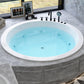 Modern Round Drop-in Bath Tub Acrylic Soaking Bathtub in White 43.3"L x 43.3"W x 23.6"H Massage Tub with Black 5-Piece Set Clearhalo 'Bathroom Remodel & Bathroom Fixtures' 'Bathtubs' 'Home Improvement' 'home_improvement' 'home_improvement_bathtubs' 'Showers & Bathtubs' 6250342