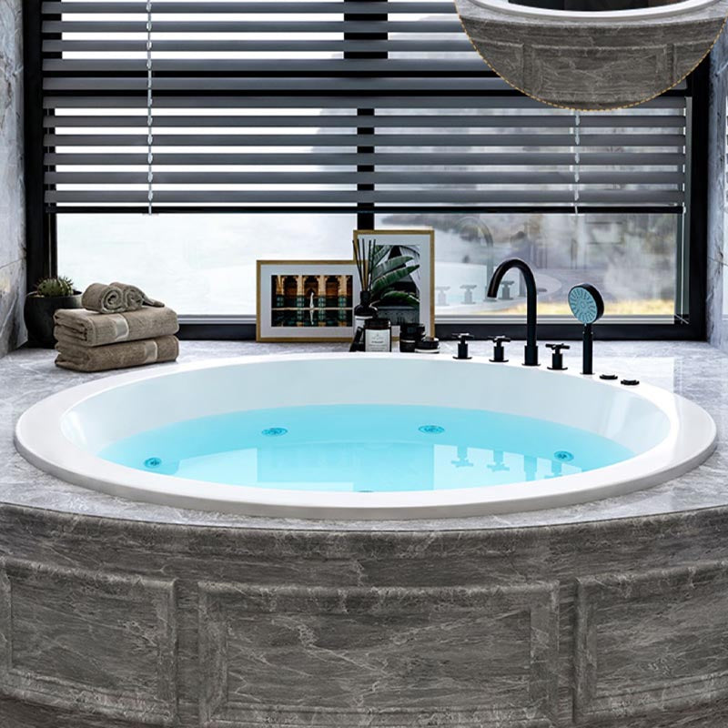 Modern Round Drop-in Bath Tub Acrylic Soaking Bathtub in White Clearhalo 'Bathroom Remodel & Bathroom Fixtures' 'Bathtubs' 'Home Improvement' 'home_improvement' 'home_improvement_bathtubs' 'Showers & Bathtubs' 6250356