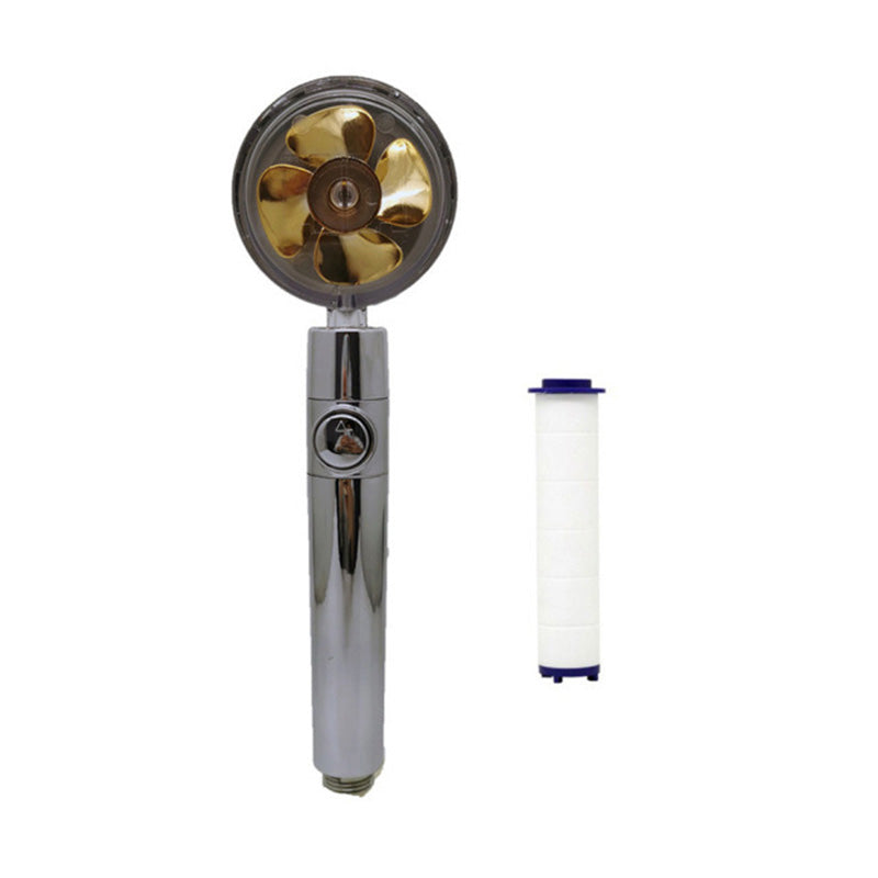 Plastic Handheld Shower Head Standard Round Spray Head with Swivel Gold With Filter Element Clearhalo 'Bathroom Remodel & Bathroom Fixtures' 'Home Improvement' 'home_improvement' 'home_improvement_shower_heads' 'Shower Heads' 'shower_heads' 'Showers & Bathtubs Plumbing' 'Showers & Bathtubs' 6254786