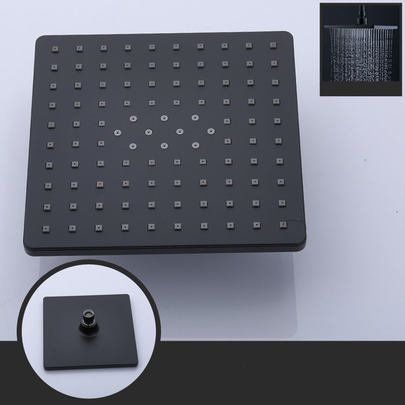 Contemporary Style Shower Head Plastic Fixed Shower Head with Shape of Round and Square 8.2"L x 8.2"W Square Black Clearhalo 'Bathroom Remodel & Bathroom Fixtures' 'Home Improvement' 'home_improvement' 'home_improvement_shower_heads' 'Shower Heads' 'shower_heads' 'Showers & Bathtubs Plumbing' 'Showers & Bathtubs' 6254810