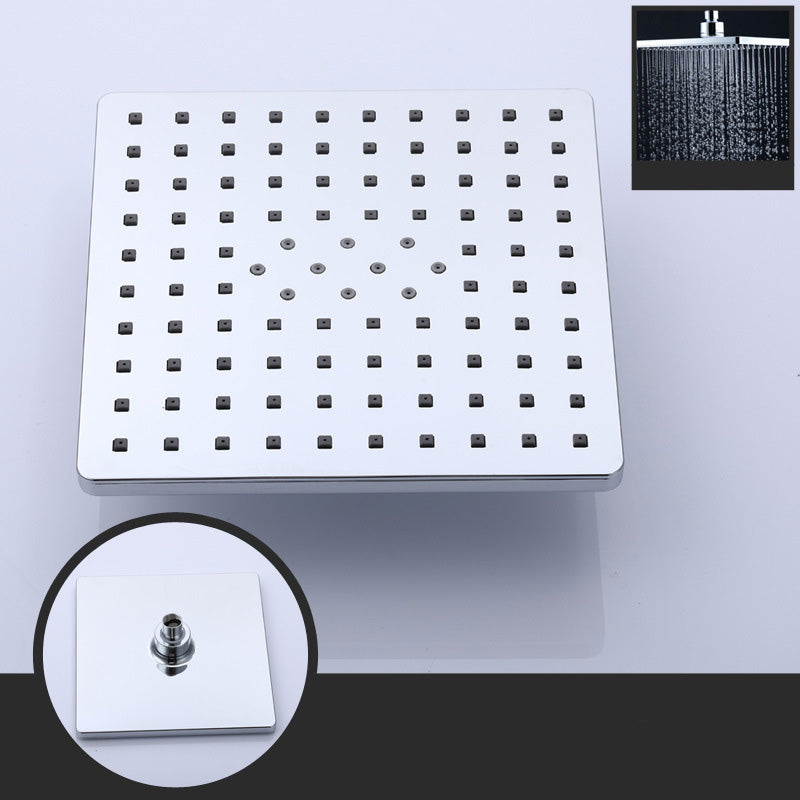 Contemporary Style Shower Head Plastic Fixed Shower Head with Shape of Round and Square 8.2"L x 8.2"W Square Silver Clearhalo 'Bathroom Remodel & Bathroom Fixtures' 'Home Improvement' 'home_improvement' 'home_improvement_shower_heads' 'Shower Heads' 'shower_heads' 'Showers & Bathtubs Plumbing' 'Showers & Bathtubs' 6254812