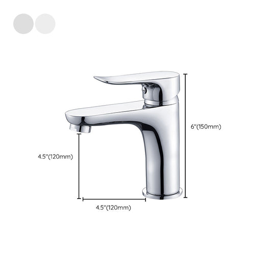 Basic Metal Sink Faucet Silver Bathroom Faucet with Lever Handle Clearhalo 'Bathroom Remodel & Bathroom Fixtures' 'Bathroom Sink Faucets' 'Bathroom Sinks & Faucet Components' 'bathroom_sink_faucets' 'Home Improvement' 'home_improvement' 'home_improvement_bathroom_sink_faucets' 6255478