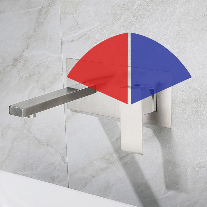 Contemporary Style Faucets Lever Handles Wall Mounted Faucets for Bathroom Clearhalo 'Bathroom Remodel & Bathroom Fixtures' 'Bathroom Sink Faucets' 'Bathroom Sinks & Faucet Components' 'bathroom_sink_faucets' 'Home Improvement' 'home_improvement' 'home_improvement_bathroom_sink_faucets' 6255521