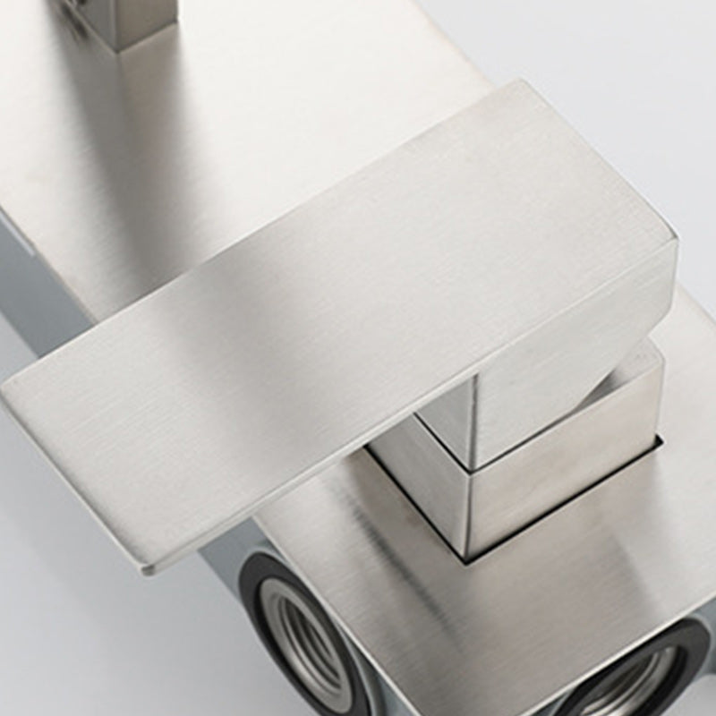 Contemporary Style Faucets Lever Handles Wall Mounted Faucets for Bathroom Clearhalo 'Bathroom Remodel & Bathroom Fixtures' 'Bathroom Sink Faucets' 'Bathroom Sinks & Faucet Components' 'bathroom_sink_faucets' 'Home Improvement' 'home_improvement' 'home_improvement_bathroom_sink_faucets' 6255522