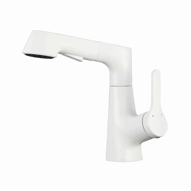 Modern Faucet 1-Handle and 1-Hole Copper with Pull out Sprayer Faucet White Clearhalo 'Home Improvement' 'home_improvement' 'home_improvement_kitchen_faucets' 'Kitchen Faucets' 'Kitchen Remodel & Kitchen Fixtures' 'Kitchen Sinks & Faucet Components' 'kitchen_faucets' 6255587