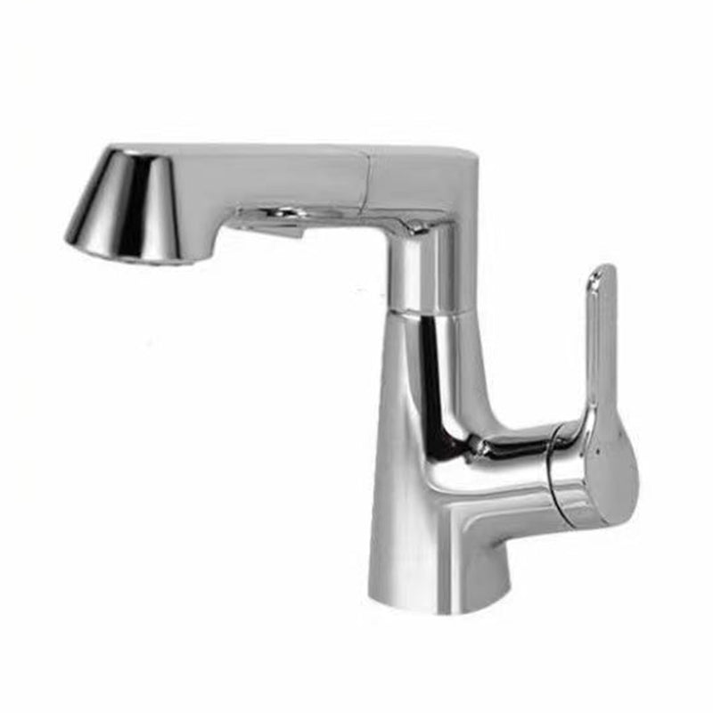 Modern Faucet 1-Handle and 1-Hole Copper with Pull out Sprayer Faucet Silver Clearhalo 'Home Improvement' 'home_improvement' 'home_improvement_kitchen_faucets' 'Kitchen Faucets' 'Kitchen Remodel & Kitchen Fixtures' 'Kitchen Sinks & Faucet Components' 'kitchen_faucets' 6255590