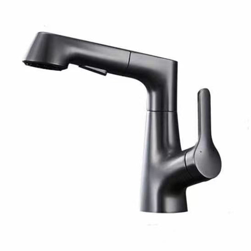 Modern Faucet 1-Handle and 1-Hole Copper with Pull out Sprayer Faucet Grey Clearhalo 'Home Improvement' 'home_improvement' 'home_improvement_kitchen_faucets' 'Kitchen Faucets' 'Kitchen Remodel & Kitchen Fixtures' 'Kitchen Sinks & Faucet Components' 'kitchen_faucets' 6255592