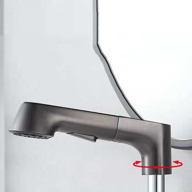 Modern Faucet 1-Handle and 1-Hole Copper with Pull out Sprayer Faucet Clearhalo 'Home Improvement' 'home_improvement' 'home_improvement_kitchen_faucets' 'Kitchen Faucets' 'Kitchen Remodel & Kitchen Fixtures' 'Kitchen Sinks & Faucet Components' 'kitchen_faucets' 6255599