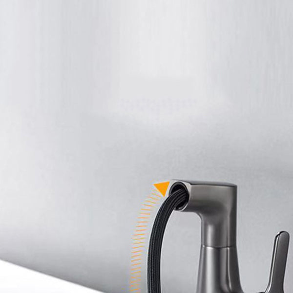 Modern Faucet 1-Handle and 1-Hole Copper with Pull out Sprayer Faucet Clearhalo 'Home Improvement' 'home_improvement' 'home_improvement_kitchen_faucets' 'Kitchen Faucets' 'Kitchen Remodel & Kitchen Fixtures' 'Kitchen Sinks & Faucet Components' 'kitchen_faucets' 6255605