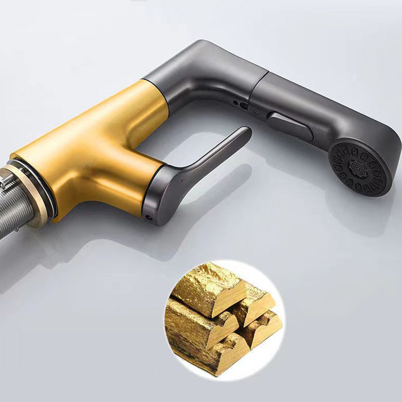 Modern Faucet 1-Handle and 1-Hole Copper with Pull out Sprayer Faucet Clearhalo 'Home Improvement' 'home_improvement' 'home_improvement_kitchen_faucets' 'Kitchen Faucets' 'Kitchen Remodel & Kitchen Fixtures' 'Kitchen Sinks & Faucet Components' 'kitchen_faucets' 6255609