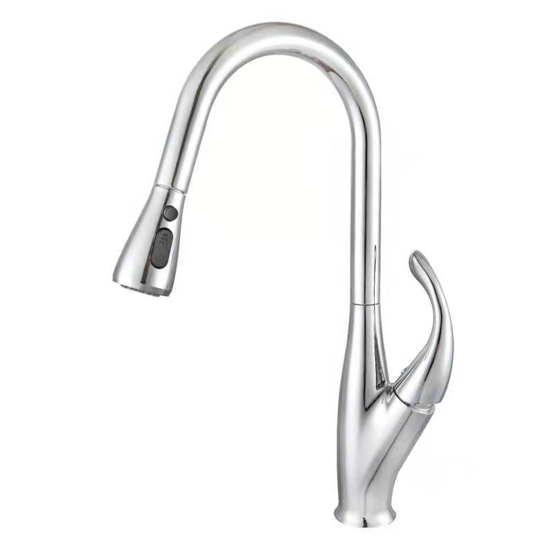 Modern 1-Handle Faucet Black/Silver Copper with Pull out Sprayer Faucet Clearhalo 'Home Improvement' 'home_improvement' 'home_improvement_kitchen_faucets' 'Kitchen Faucets' 'Kitchen Remodel & Kitchen Fixtures' 'Kitchen Sinks & Faucet Components' 'kitchen_faucets' 6255624