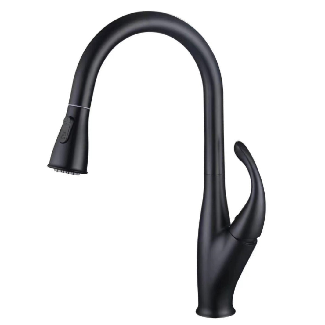 Modern 1-Handle Faucet Black/Silver Copper with Pull out Sprayer Faucet Clearhalo 'Home Improvement' 'home_improvement' 'home_improvement_kitchen_faucets' 'Kitchen Faucets' 'Kitchen Remodel & Kitchen Fixtures' 'Kitchen Sinks & Faucet Components' 'kitchen_faucets' 6255635